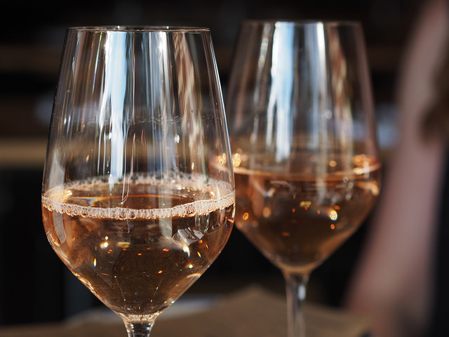 Champagne in a glass.